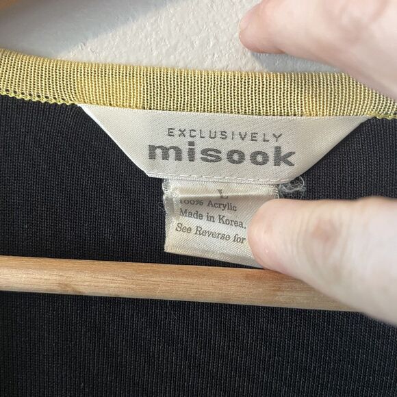 Exclusively Misook Cardigan Open Front Color Block Designer Sz L  Business - Picture 3 of 5